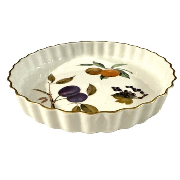 Royal Worcester Evesham Gold 1986 Round Porcelain Quiche Pan 9" - Picture 2 of 7